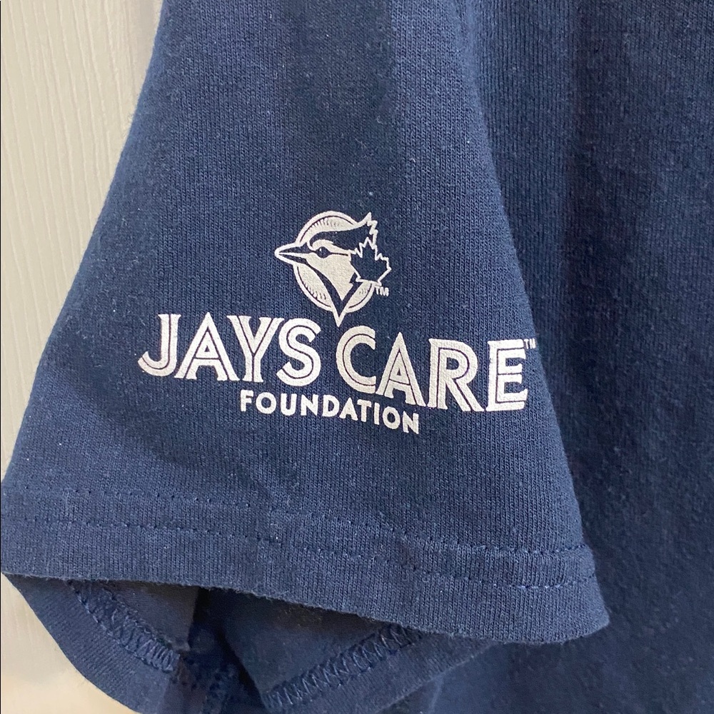 Toronto Blue Jays Baseball Care Foundation Buddy Navy Women’s Medium Tee Shirt - Picture 3 of 6